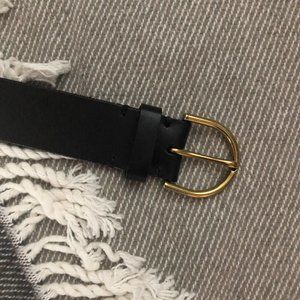 American Eagle Black Leather Belt with Gold